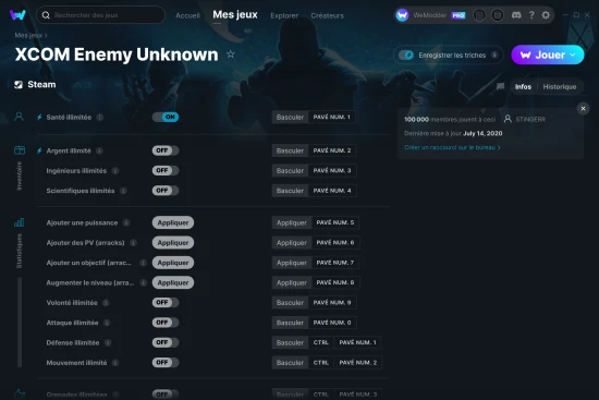 Capture d'écran de triches de XCOM Enemy Unknown