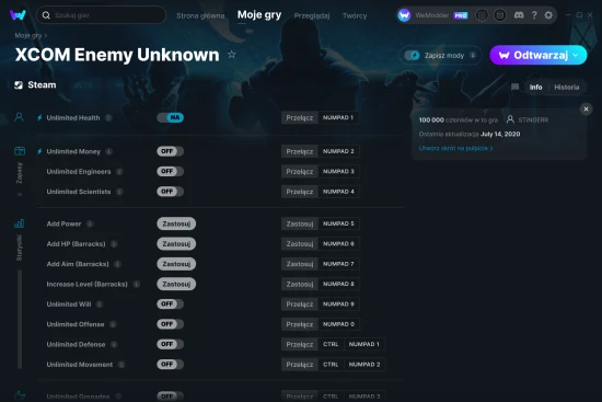 cheaty XCOM Enemy Unknown zrzut ekranu