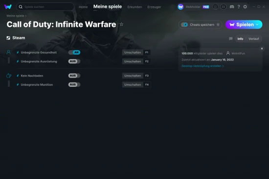 Call of Duty: Infinite Warfare Cheats Screenshot