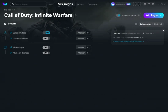 captura de pantalla de las trampas de Call of Duty: Infinite Warfare