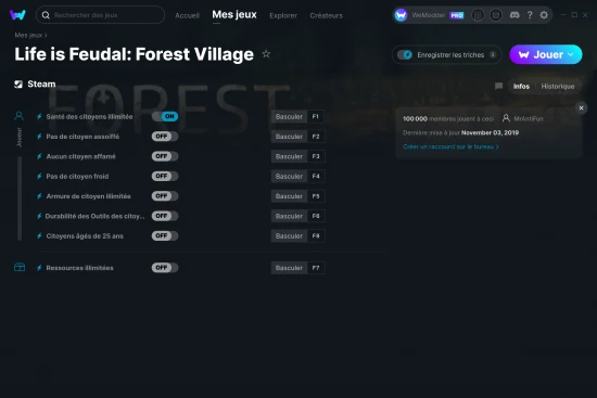 Capture d'écran de triches de Life is Feudal: Forest Village