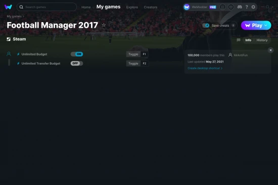 Football Manager 2017 cheats screenshot