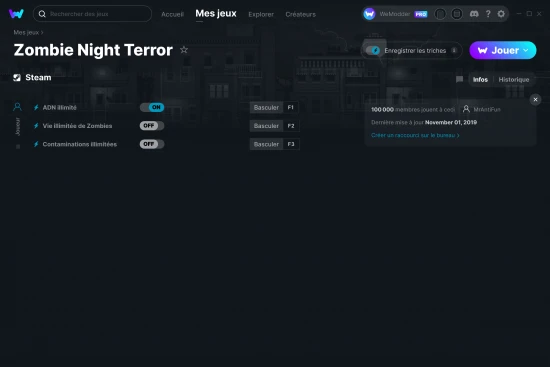 Capture d'écran de triches de Zombie Night Terror