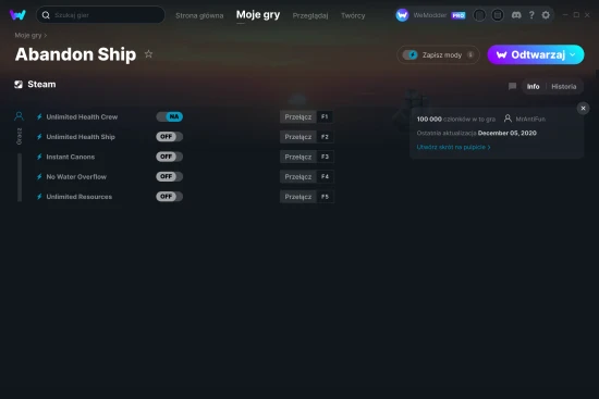 cheaty Abandon Ship zrzut ekranu