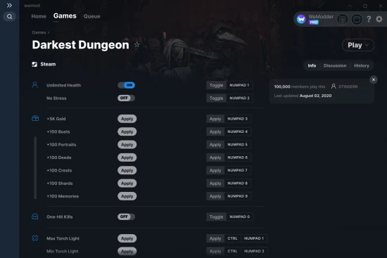 Darkest Dungeon cheats screenshot