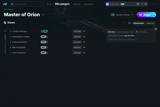 captura de pantalla de las trampas de Master of Orion
