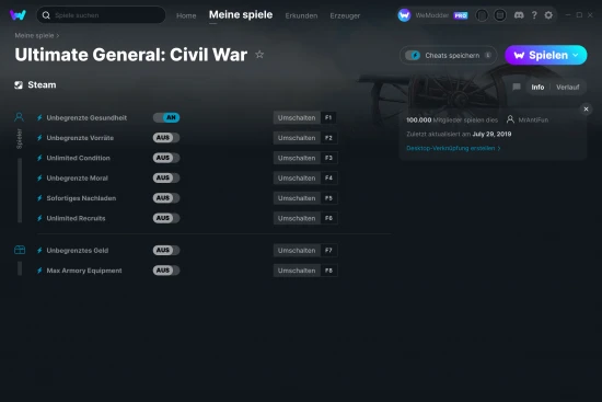 Ultimate General: Civil War Cheats Screenshot