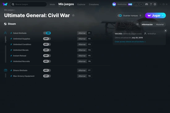 captura de pantalla de las trampas de Ultimate General: Civil War