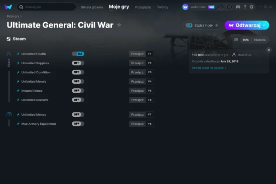 cheaty Ultimate General: Civil War zrzut ekranu