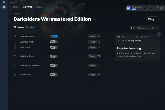 Darksiders Warmastered Edition cheats screenshot