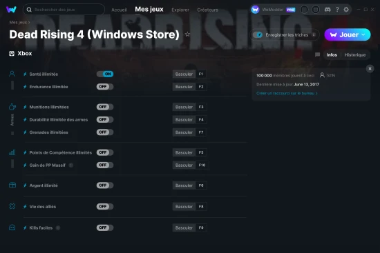 Capture d'écran de triches de Dead Rising 4 (Windows Store)