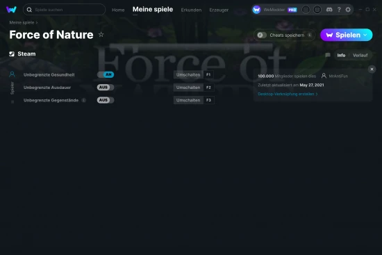 Force of Nature Cheats Screenshot