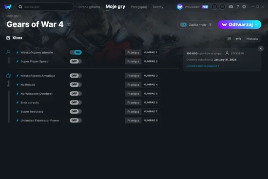 cheaty Gears of War 4 zrzut ekranu