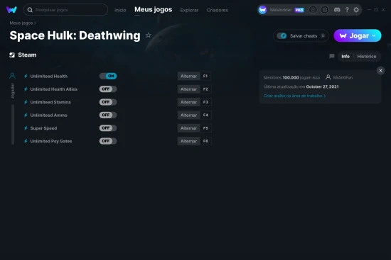 Captura de tela de cheats do Space Hulk: Deathwing