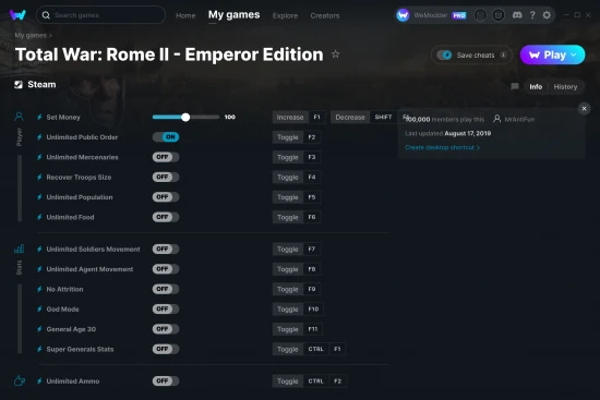 Total War: Rome II - Emperor Edition cheats screenshot
