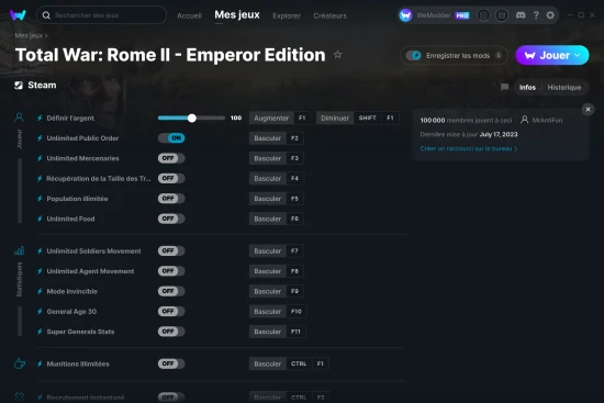Capture d'écran de triches de Total War: Rome II - Emperor Edition