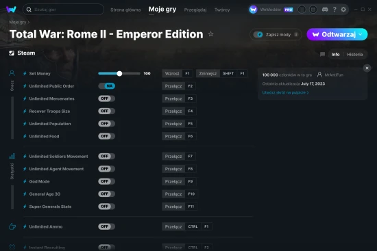 cheaty Total War: Rome II - Emperor Edition zrzut ekranu