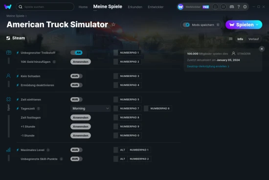 American Truck Simulator Cheats Screenshot