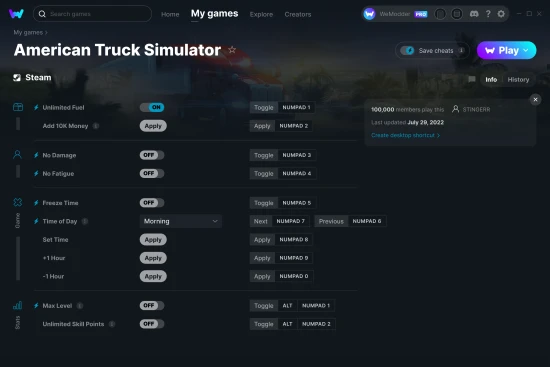 American Truck Simulator cheats screenshot