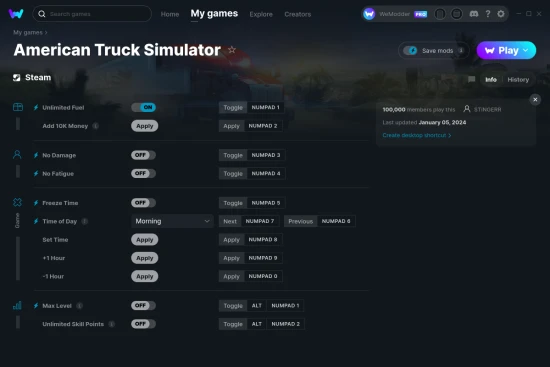 American Truck Simulator cheats screenshot