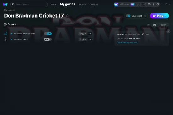 Don Bradman Cricket 17 cheats screenshot