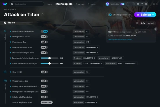 Attack on Titan Cheats Screenshot