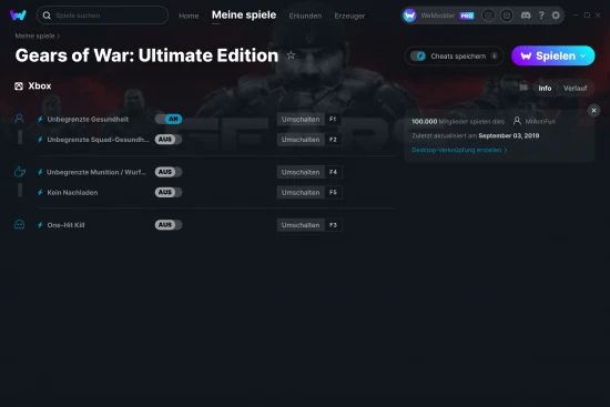 Gears of War: Ultimate Edition Cheats Screenshot
