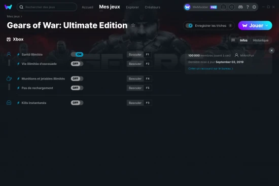Capture d'écran de triches de Gears of War: Ultimate Edition