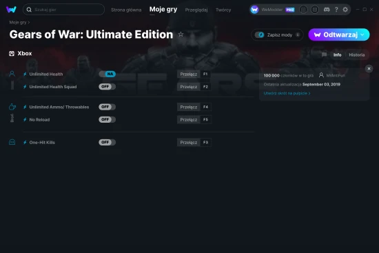 cheaty Gears of War: Ultimate Edition zrzut ekranu