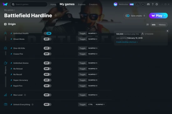 Battlefield Hardline cheats screenshot