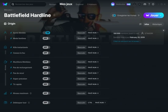 Capture d'écran de triches de Battlefield Hardline