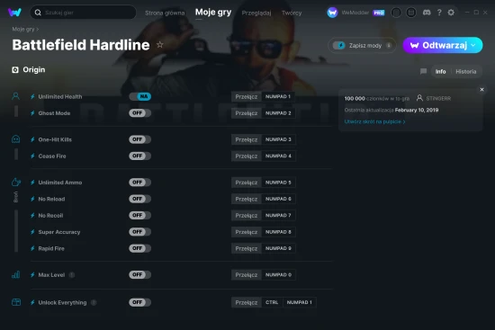 cheaty Battlefield Hardline zrzut ekranu