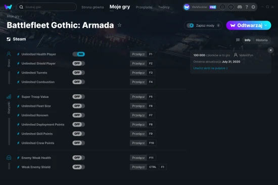 cheaty Battlefleet Gothic: Armada zrzut ekranu