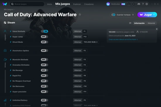 captura de pantalla de las trampas de Call of Duty: Advanced Warfare