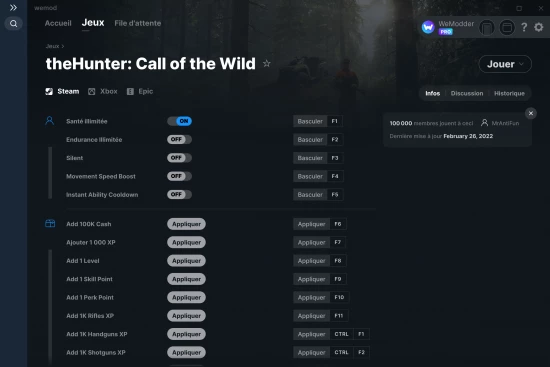 Capture d'écran de triches de theHunter: Call of the Wild