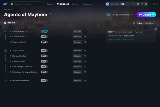 Capture d'écran de triches de Agents of Mayhem