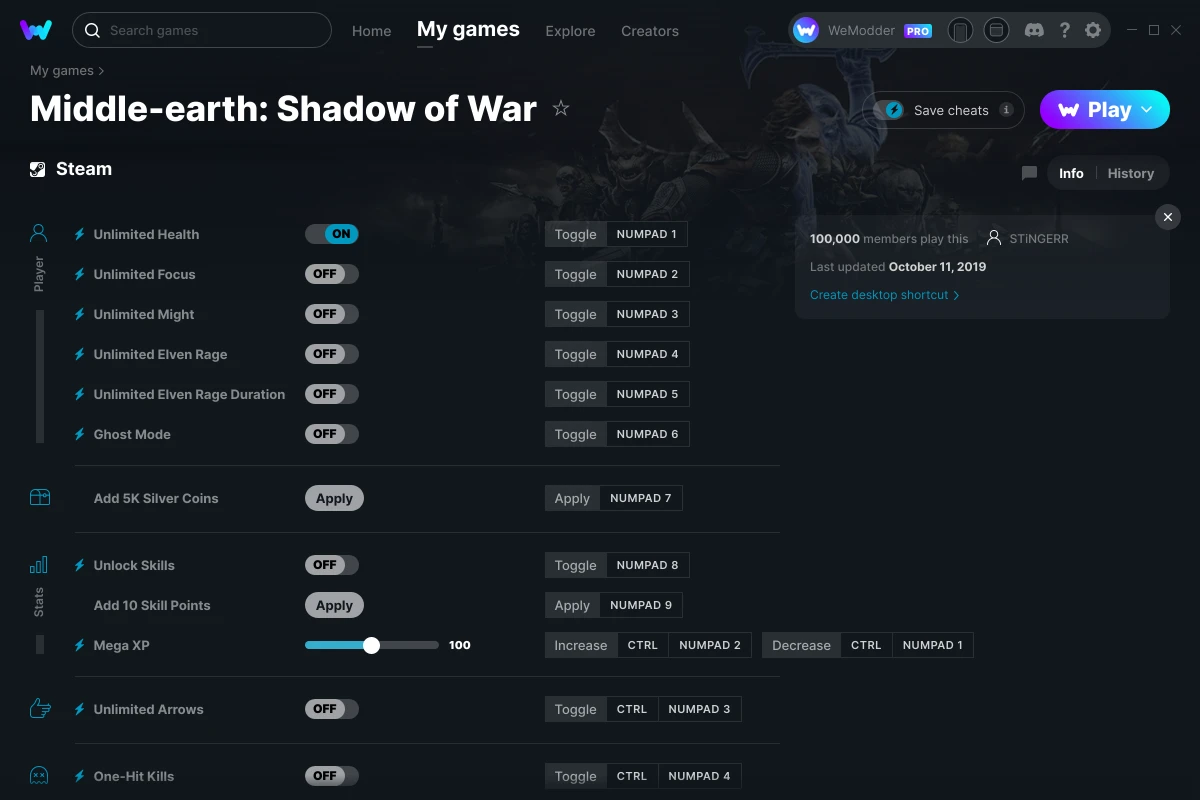 Middle-earth: Shadow of War and Trainers for PC - WeMod