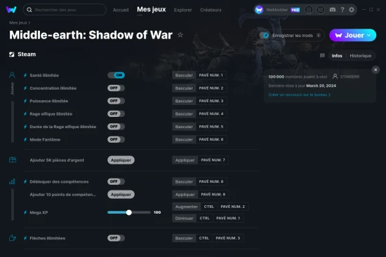 Capture d'écran de triches de Middle-earth: Shadow of War