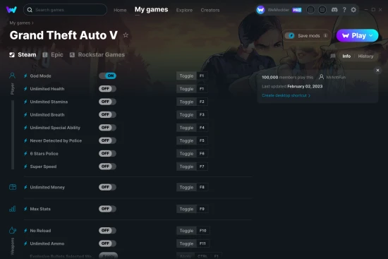 Grand Theft Auto V cheats screenshot