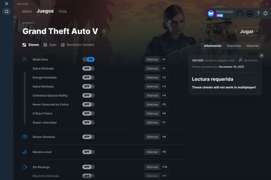 captura de pantalla de las trampas de Grand Theft Auto V