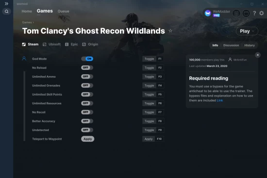 Tom Clancy's Ghost Recon Wildlands cheats screenshot