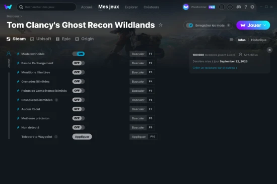 Capture d'écran de triches de Tom Clancy's Ghost Recon Wildlands