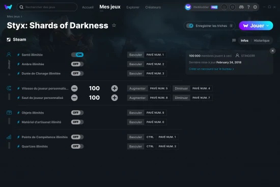 Capture d'écran de triches de Styx: Shards of Darkness