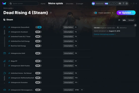 Dead Rising 4 (Steam) Cheats Screenshot