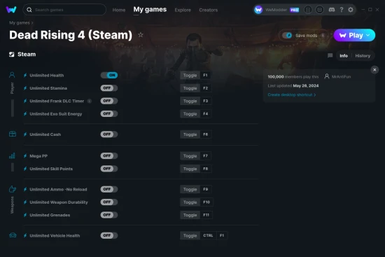 Dead Rising 4 (Steam) cheats screenshot