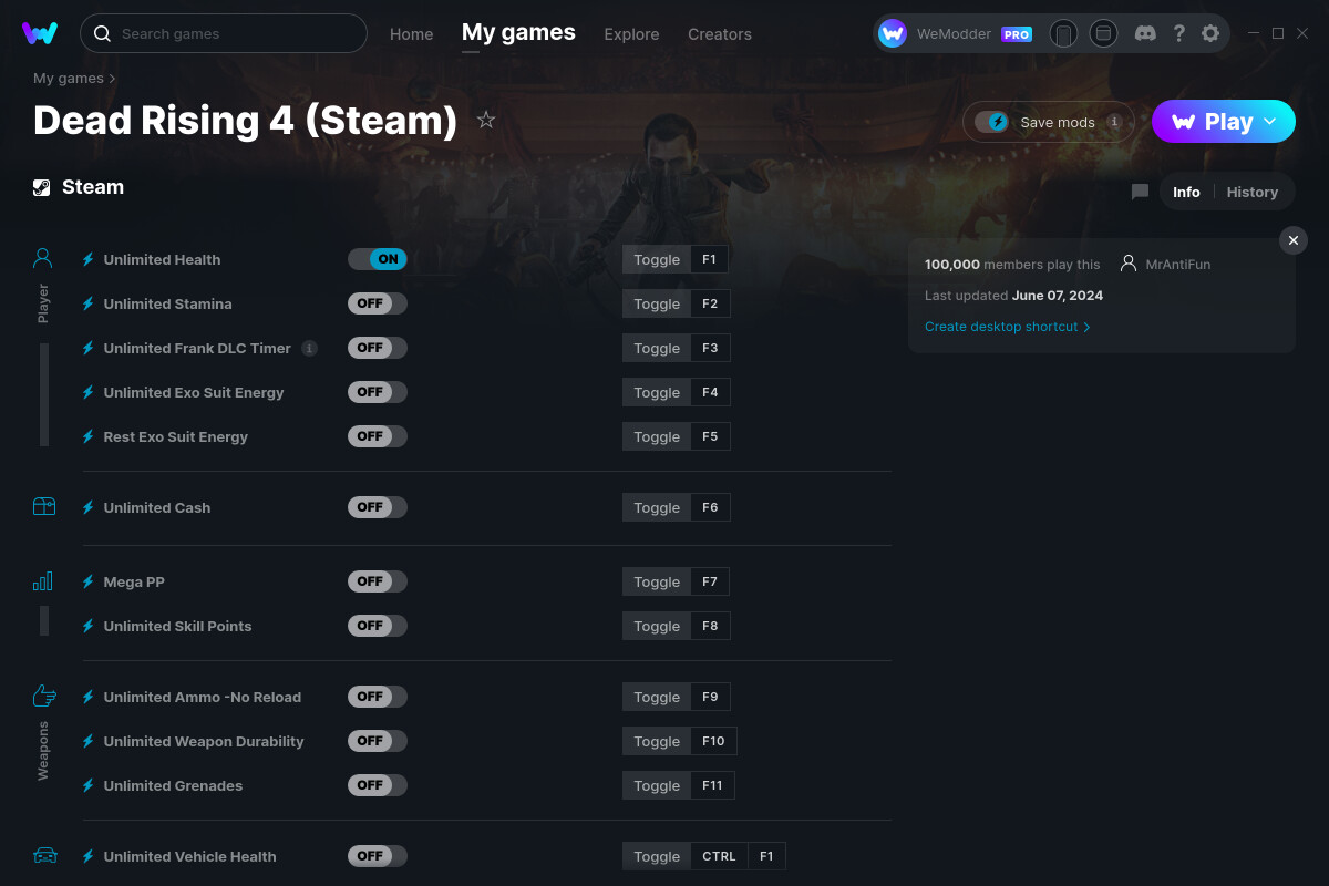 Dead Rising 4 (Steam) Cheats and Trainer for Steam - Trainers - WeMod ...
