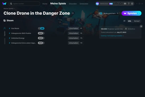 Clone Drone in the Danger Zone Cheats Screenshot