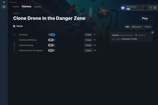 Clone Drone in the Danger Zone cheats screenshot
