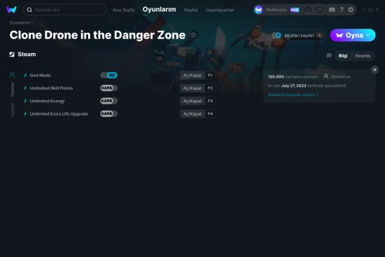 Clone Drone in the Danger Zone hilelerin ekran görüntüsü