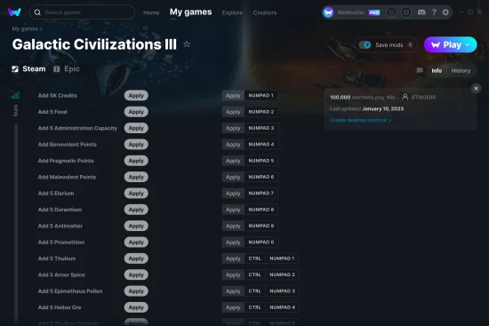 Galactic Civilizations III cheats screenshot